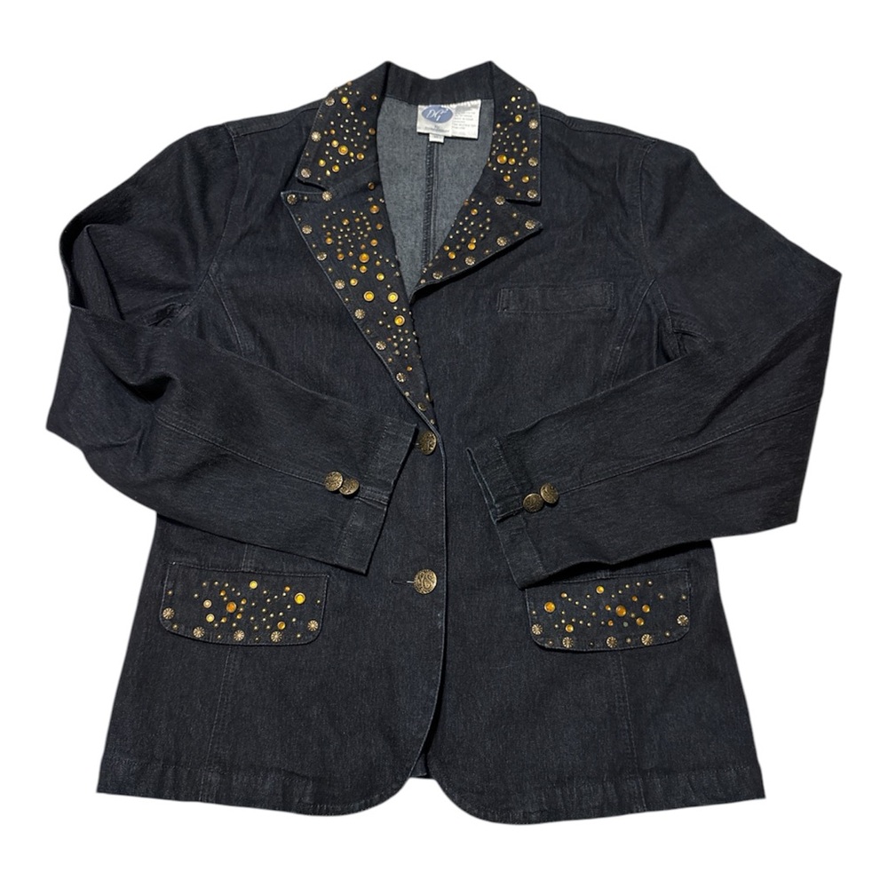 DG2 Jean Jacket By Diane Gilman Embellished Denim Jacket Size Medium